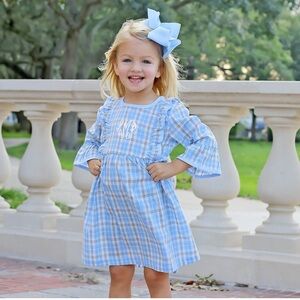 Classic whimsy Aspen Olivia blue plaid dress